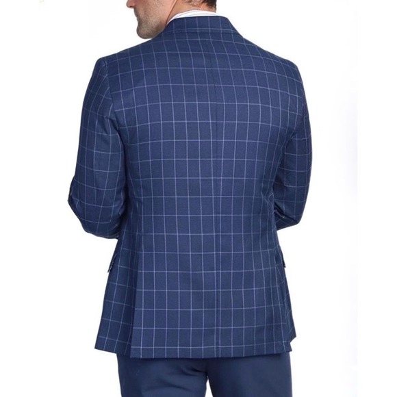 TAILORBYRD Mens 42R Blue Windowpane Blazer Sport Coat Jacket - Picture 8 of 8